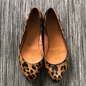Madewell Leopard Calf Hair Pointed Toe Flats
